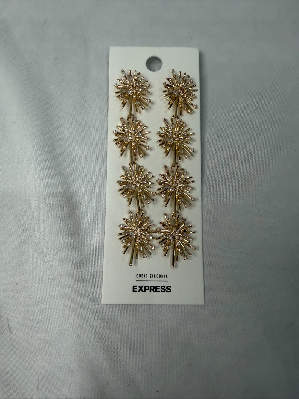 Express Gold Firework Earings with Cubic Zirconia Accents